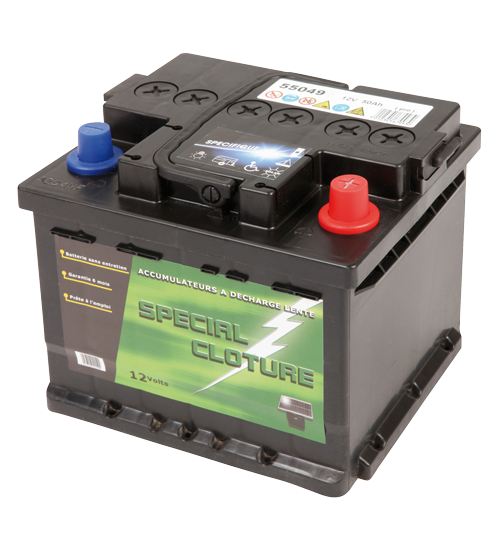 Accumulateur spécial pour clôture électrique modèle 12 V 60 Ah.