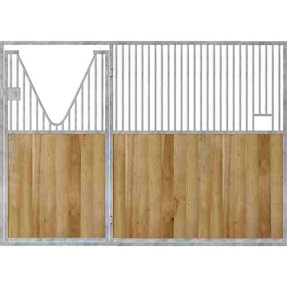 Porte de box battante pour façade avec col de cygne, vu sur fond blanc.