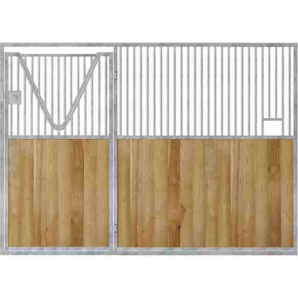 Porte de box battante pour façade avec col de cygne fermable, vu sur fond blanc.