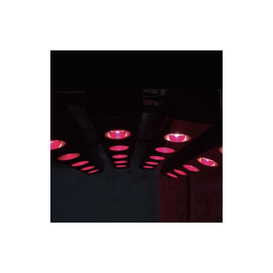 Solarium vu de près, dans une pièce sombre.