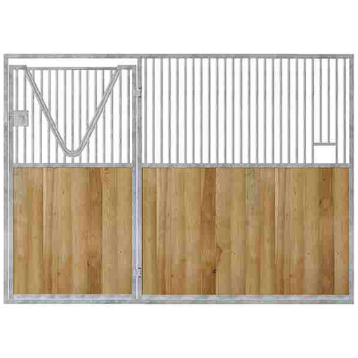 Porte de box battante pour façade avec col de cygne fermable, vu sur fond blanc.