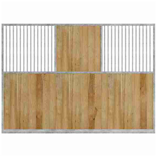 Séparation de boxes pour chevaux en bois, avec 2 angles, sur fond blanc.